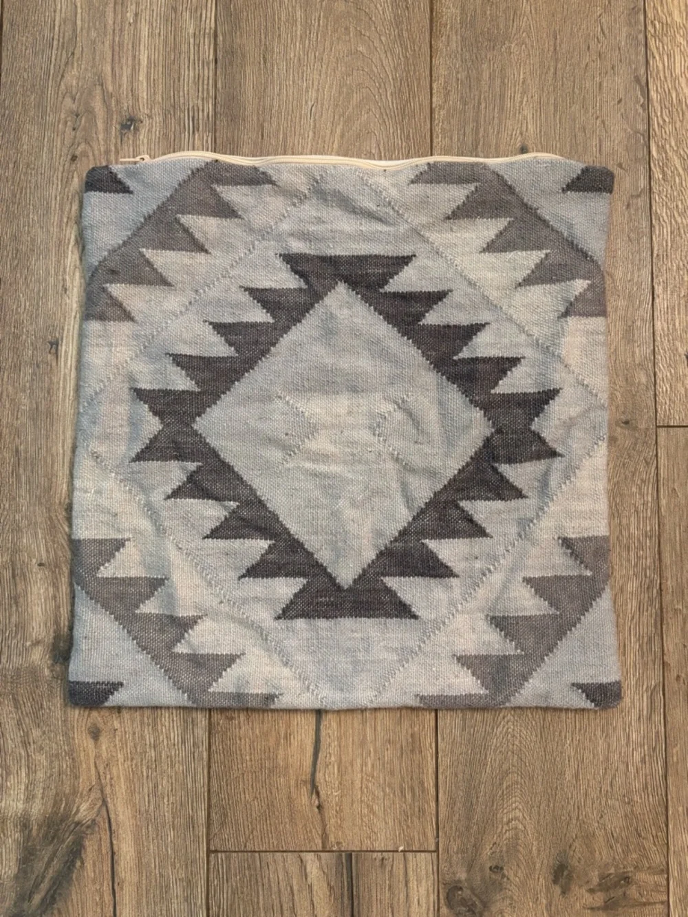 IKEA FJÄLLSKRÄP Wool Cotton Pillow Cover 20x20 Gray Geometric Kilim Scandinavian